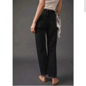 WE THE FREE Tapered Baggy High Rise Boyfriend Fit Raw Hem Jeans Black